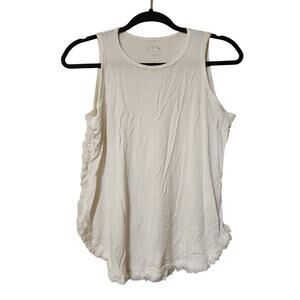 Art Class Girls Tank Top Size L 10/12 Ivory Slinky Stretch Knit Fringe Trim